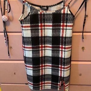 Plaid tie shoulder overall dress. Size small. From SHEIN